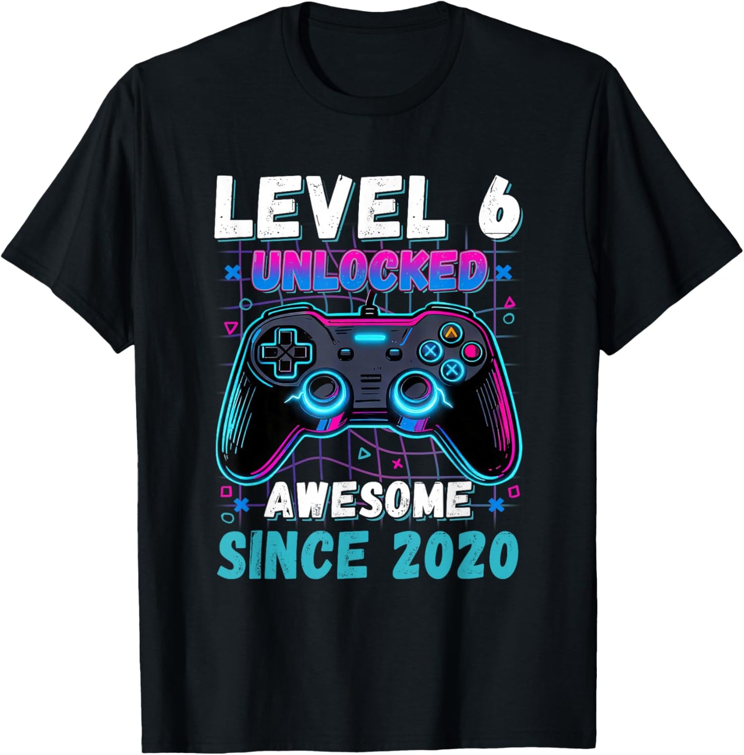Level 6 Unlocked Awesome Since 2020 Six 6th Birthday-Boy Kid T-Shirt - T-Shirt | Black