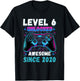 Level 6 Unlocked Awesome Since 2020 Six 6th Birthday-Boy Kid T-Shirt - T-Shirt | Black