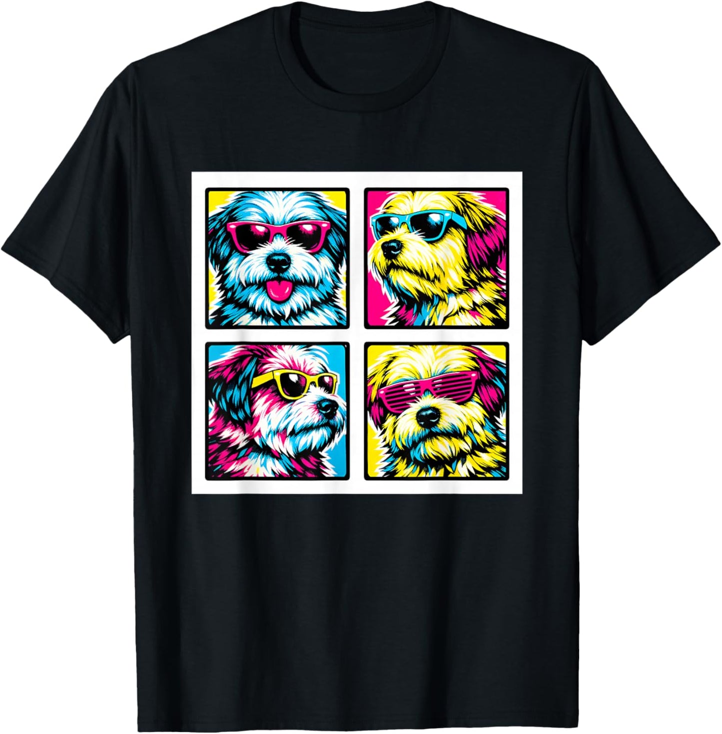 Funny Doodle Dog Women Kids Goldendoodle Dad Mom Art T-Shirt - T-Shirt | Black