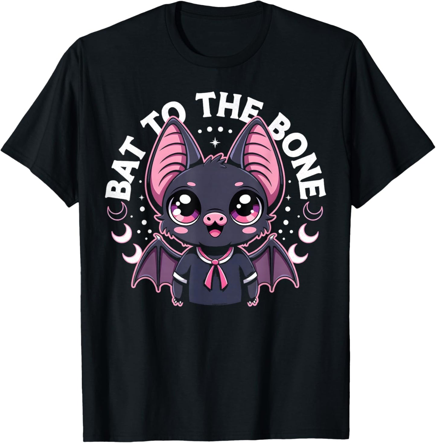 Bat to The Bone Cute Kawaii Bat T-Shirt - T-Shirt | Black