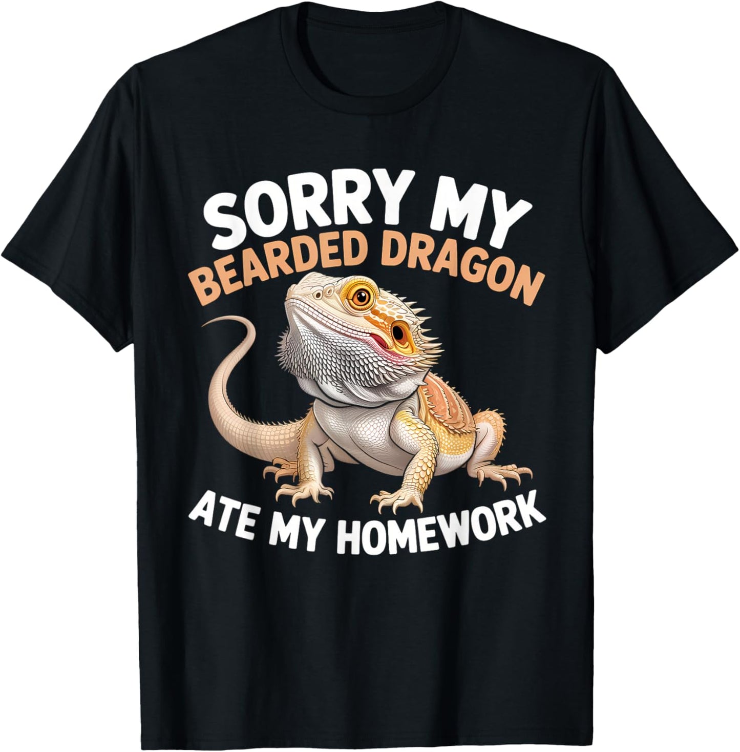 Bearded Dragon Ate My Homework Funny Quote T-Shirt - T-Shirt | Black