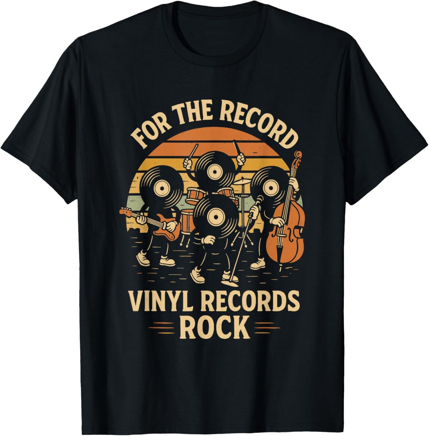 Retro Vinyl Record Pun Rock Music Lover Funny Rock Band T-Shirt - T-Shirt | Black