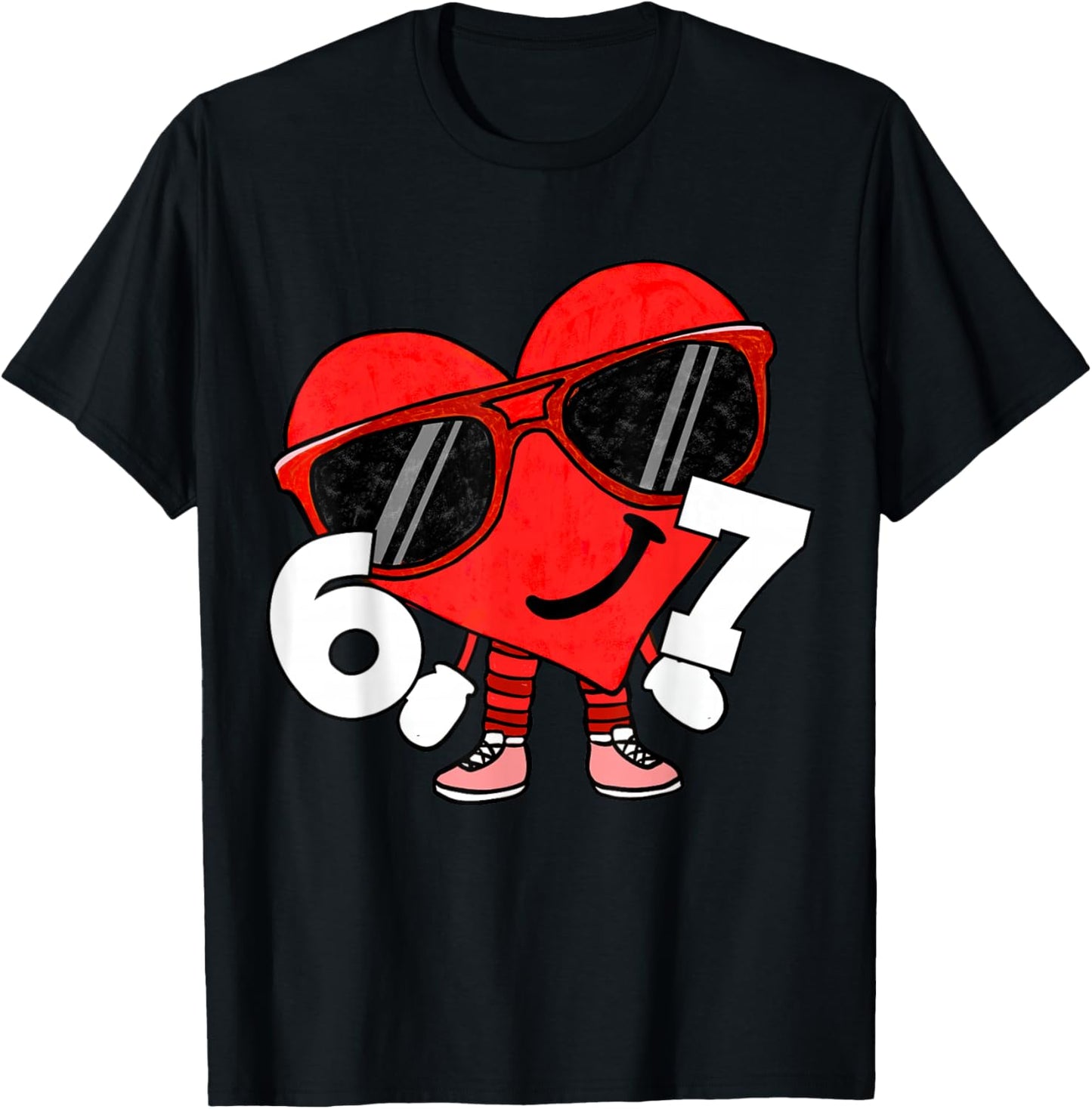 Funny Valentines Heart 67 Six Seven Boys Kids Teens T-Shirt - T-Shirt | Black