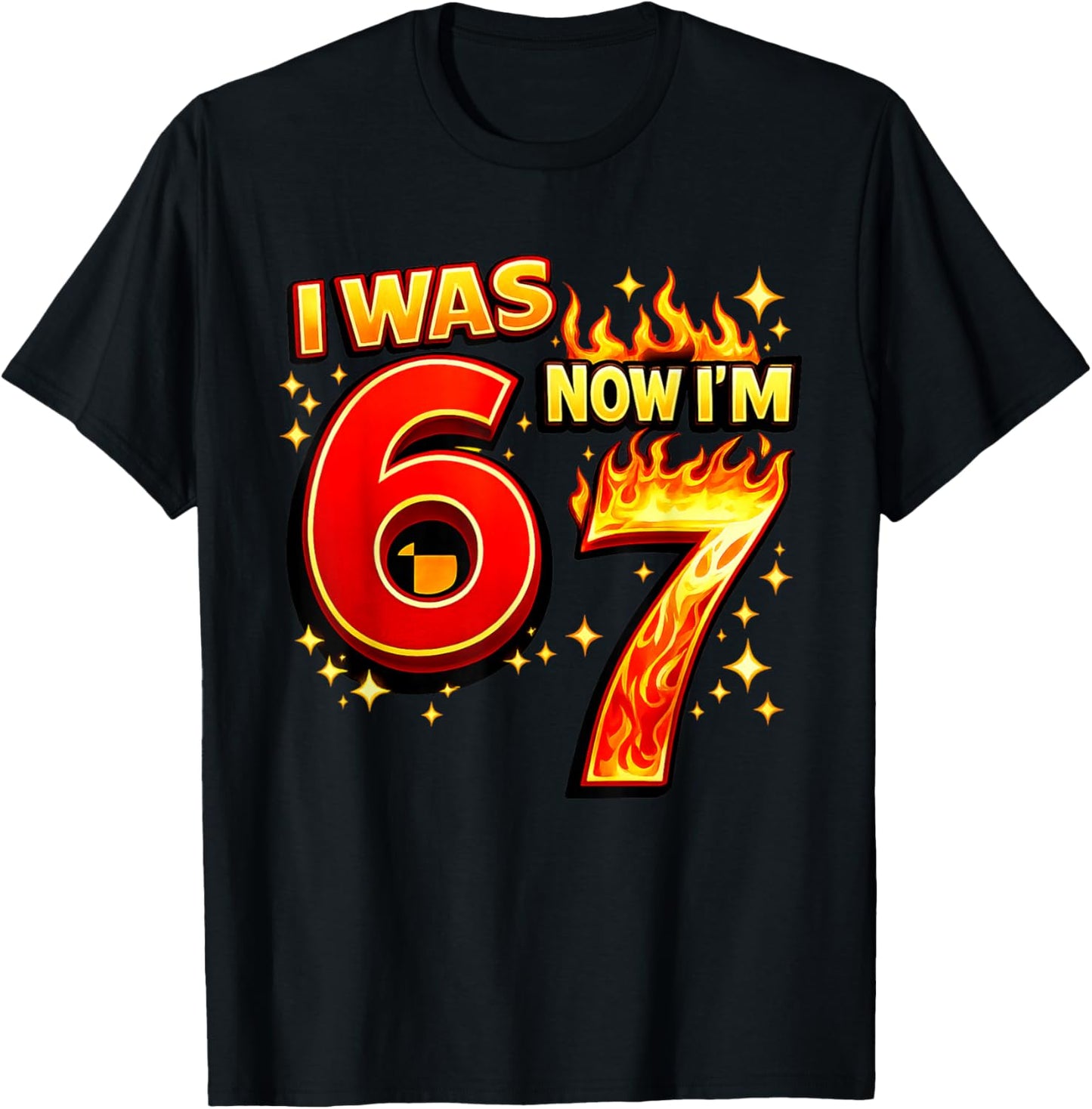 7 Years Old Birthday I was 6 Now I'm 7 6 7 Funny Kids Boys T-Shirt - T-Shirt | Black
