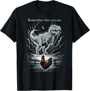 Vintage Remember Who are You Dinosaur Chicken Funny Meme T-Shirt - T-Shirt | Black