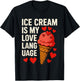 Ice Cream is My Love Language Anti Valentines Day T-Shirt - T-Shirt | Black