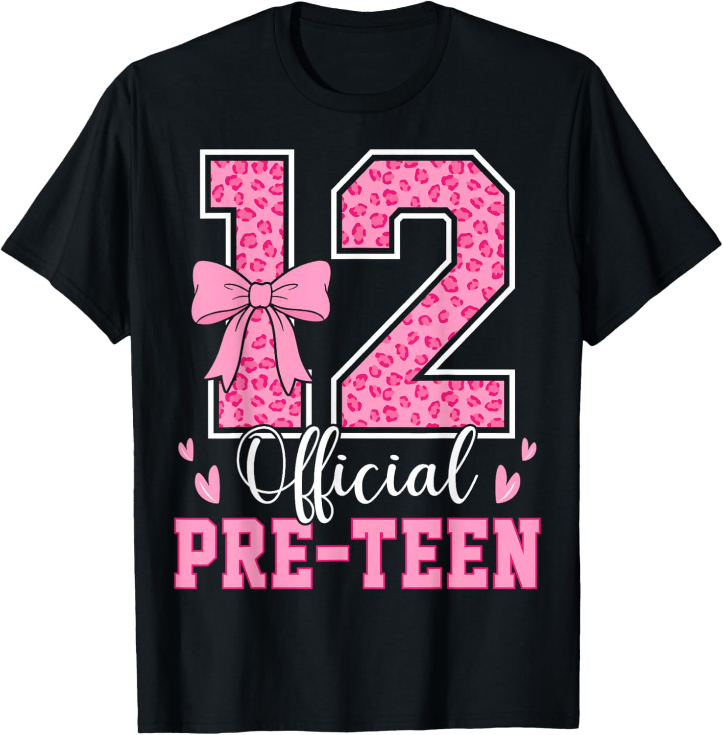 12 Official Pre-Teen Leopard 12 Year Old 12th Birthday Girl T-Shirt - T-Shirt | Black