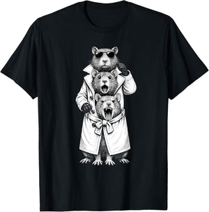 Funny Rats in Trench Coat Chaotic Feral Relatable Meme Cute T-Shirt - T-Shirt | Black