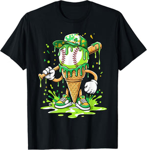 for Boys Ice Cream Baseball T-Shirt - T-Shirt | Black