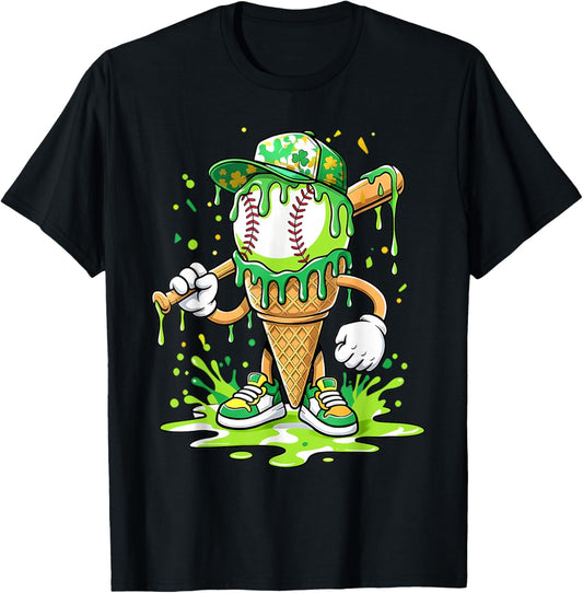 for Boys Ice Cream Baseball T-Shirt - T-Shirt | Black