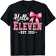 Hello Eleven Est 2015 Coquette Bow 11th Birthday Girl T-Shirt - T-Shirt | Black