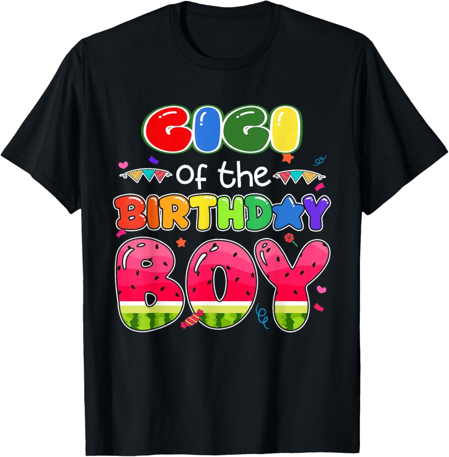 Gigi of The Birthday Boy Melon Family Matching Funny T-Shirt - T-Shirt | Black