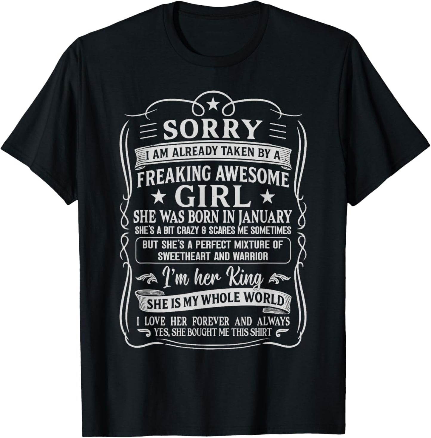 I Am Already Taken by Freaking Awesome Girl Born in January T-Shirt - T-Shirt | Black