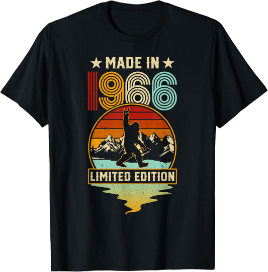 Retro 1966 60th Birthday Funny Bigfoot Adventure 60-Year-Old T-Shirt - T-Shirt | Black