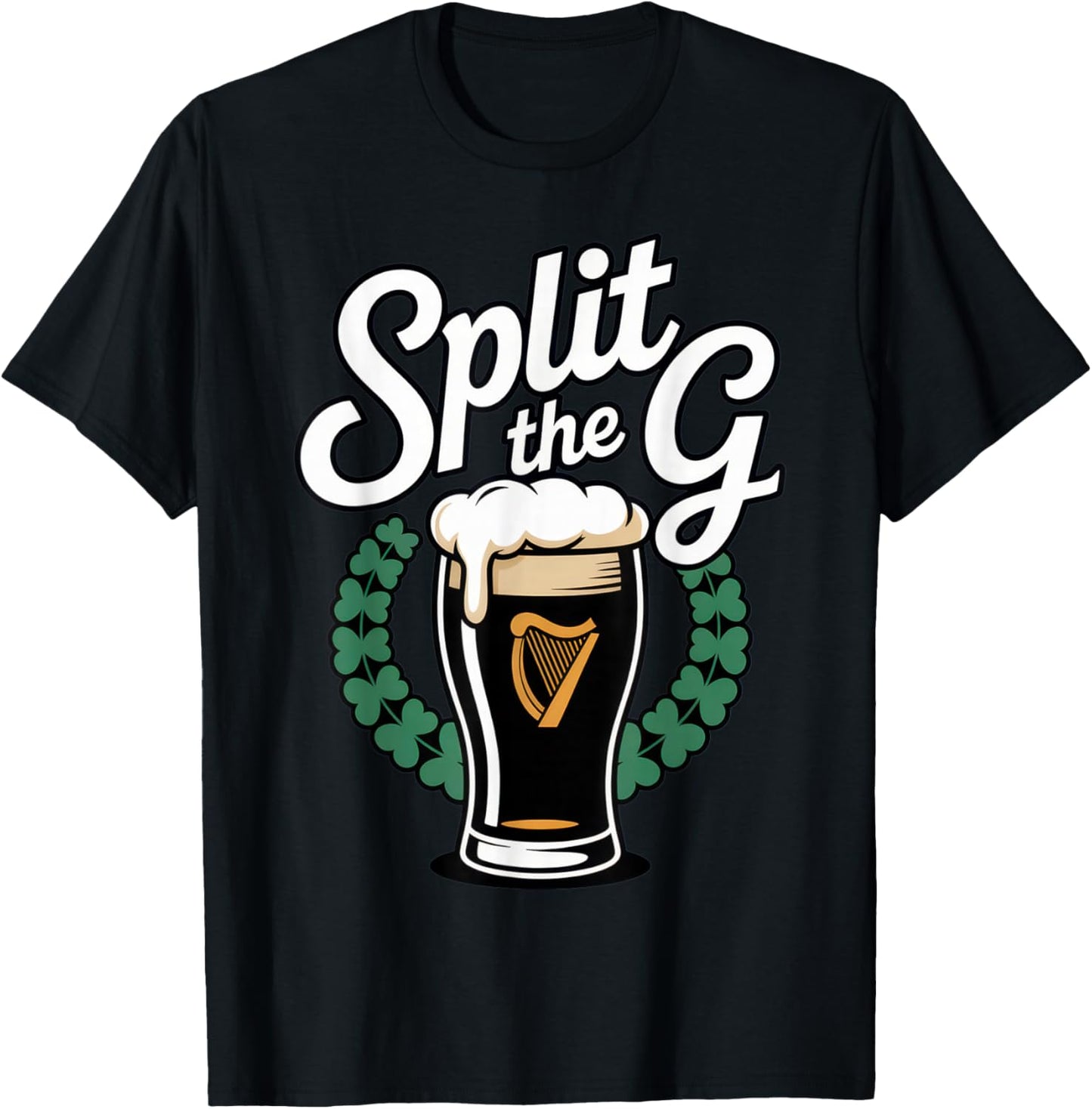 Split The G for Beer Lovers with Irish Vibes on St. T-Shirt - T-Shirt | Black