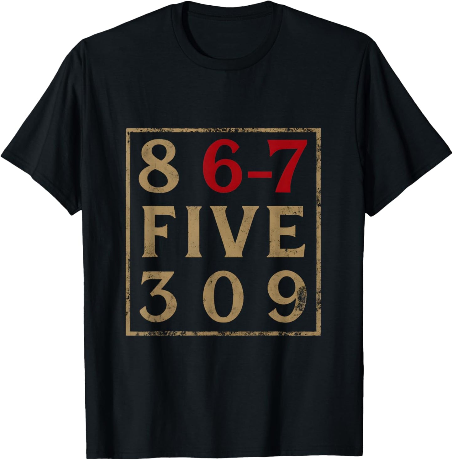 Vintage 80s 867 Five 309 Funny Retro Gen Alpha Meme T-Shirt - T-Shirt | Black