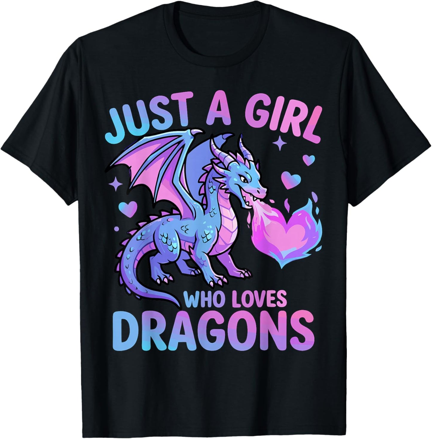 Just a Girl Who Loves Cute Dragons T-Shirt - T-Shirt | Black