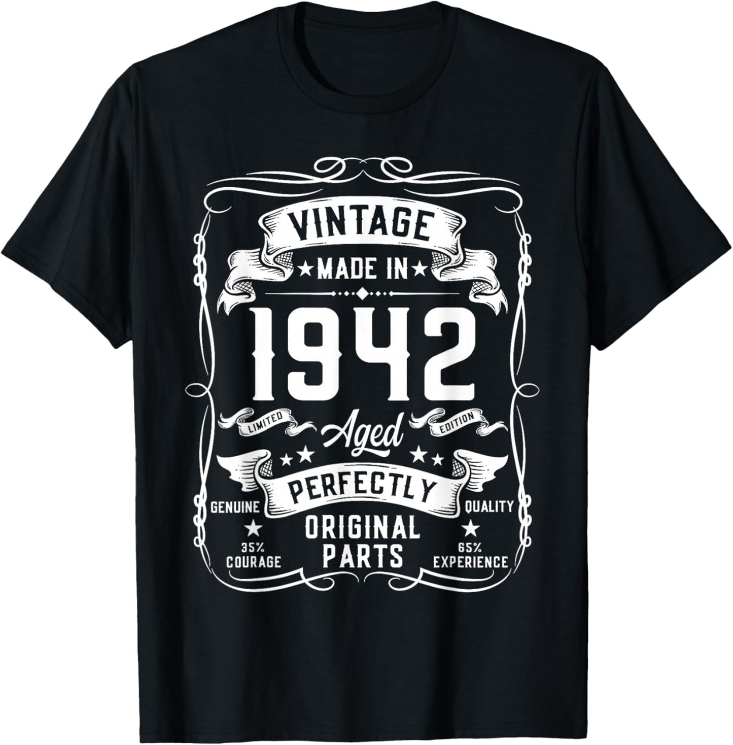 Vintage 1942 84yr 84th Birthday Gifts 84 Years Old T-Shirt - T-Shirt | Black