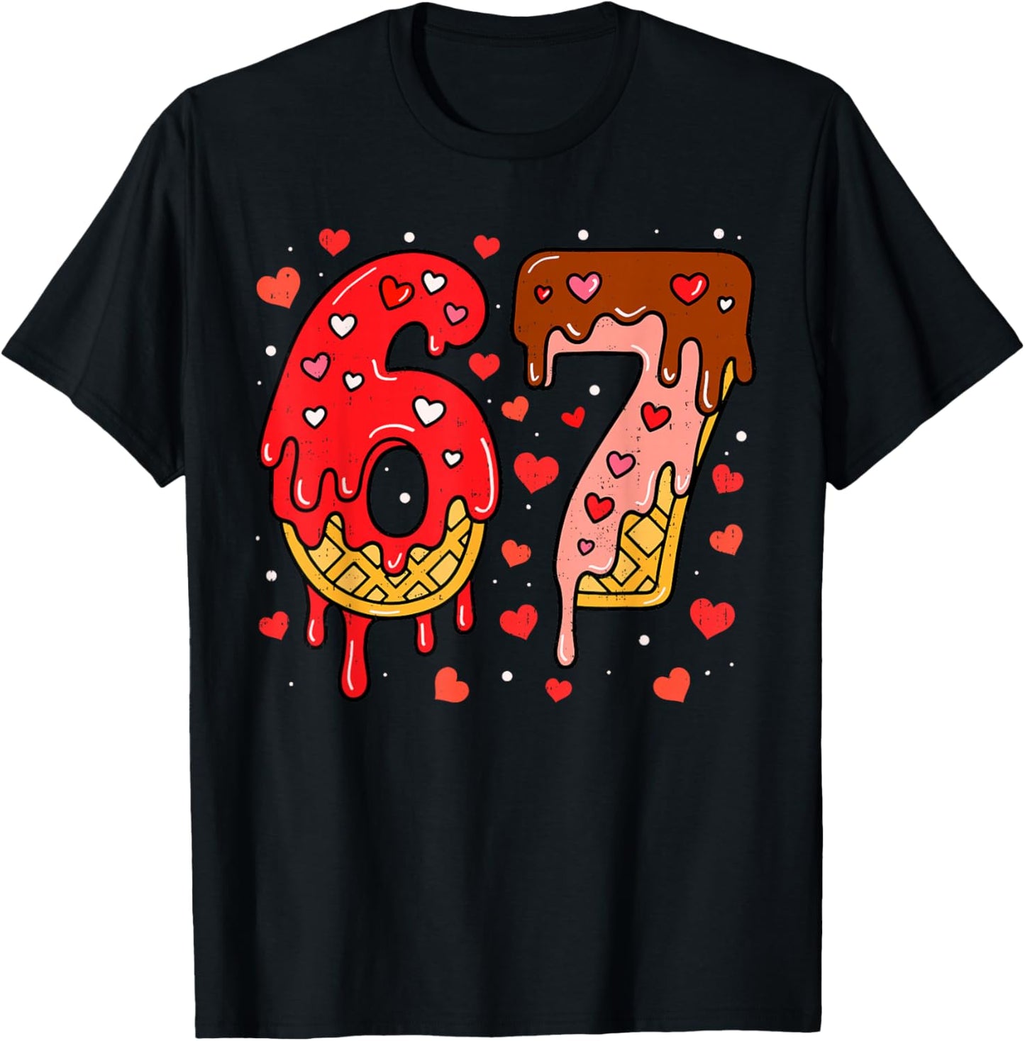 6 7 Cream Drip Six Seven Meme Valentines Day Men Women Kids T-Shirt - T-Shirt | Black
