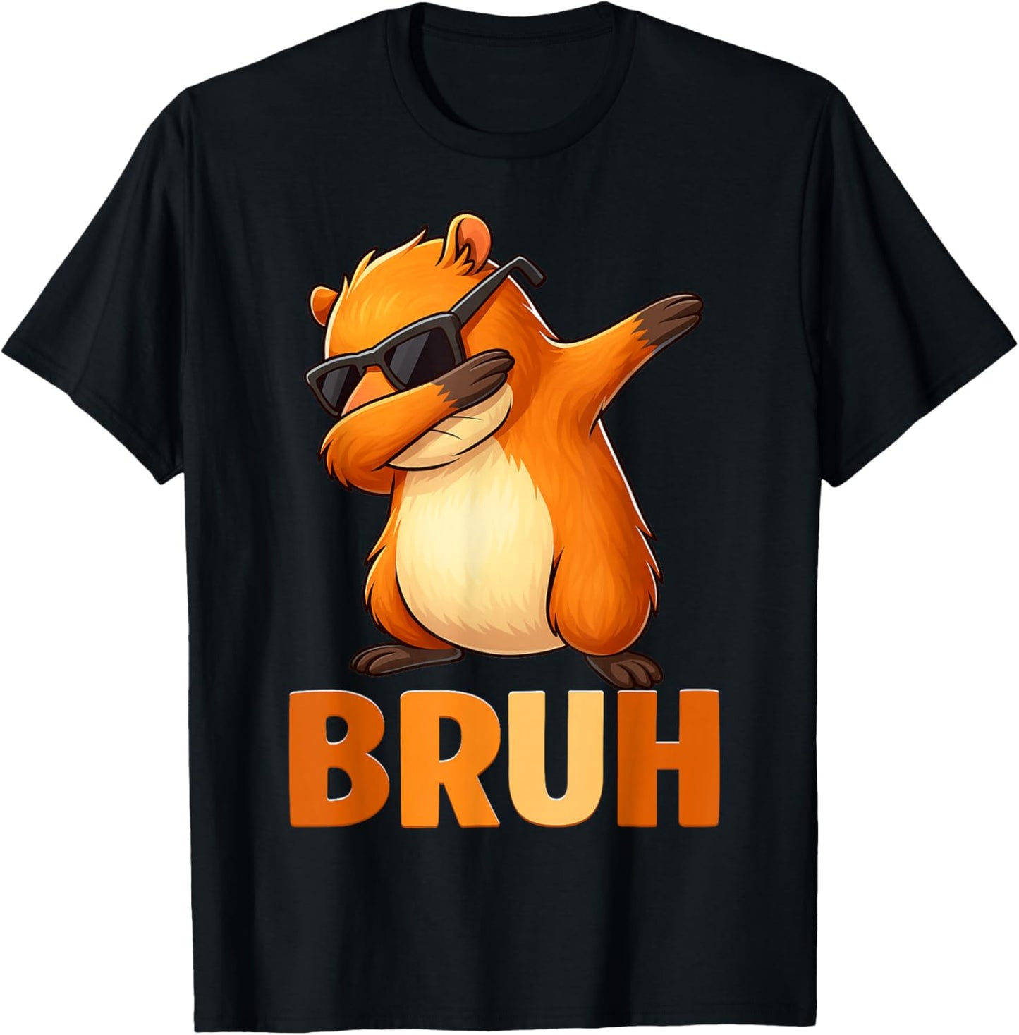 Bruh Funny Cool Dabbing Capybaras Gift Men Boy T-Shirt - T-Shirt | Black