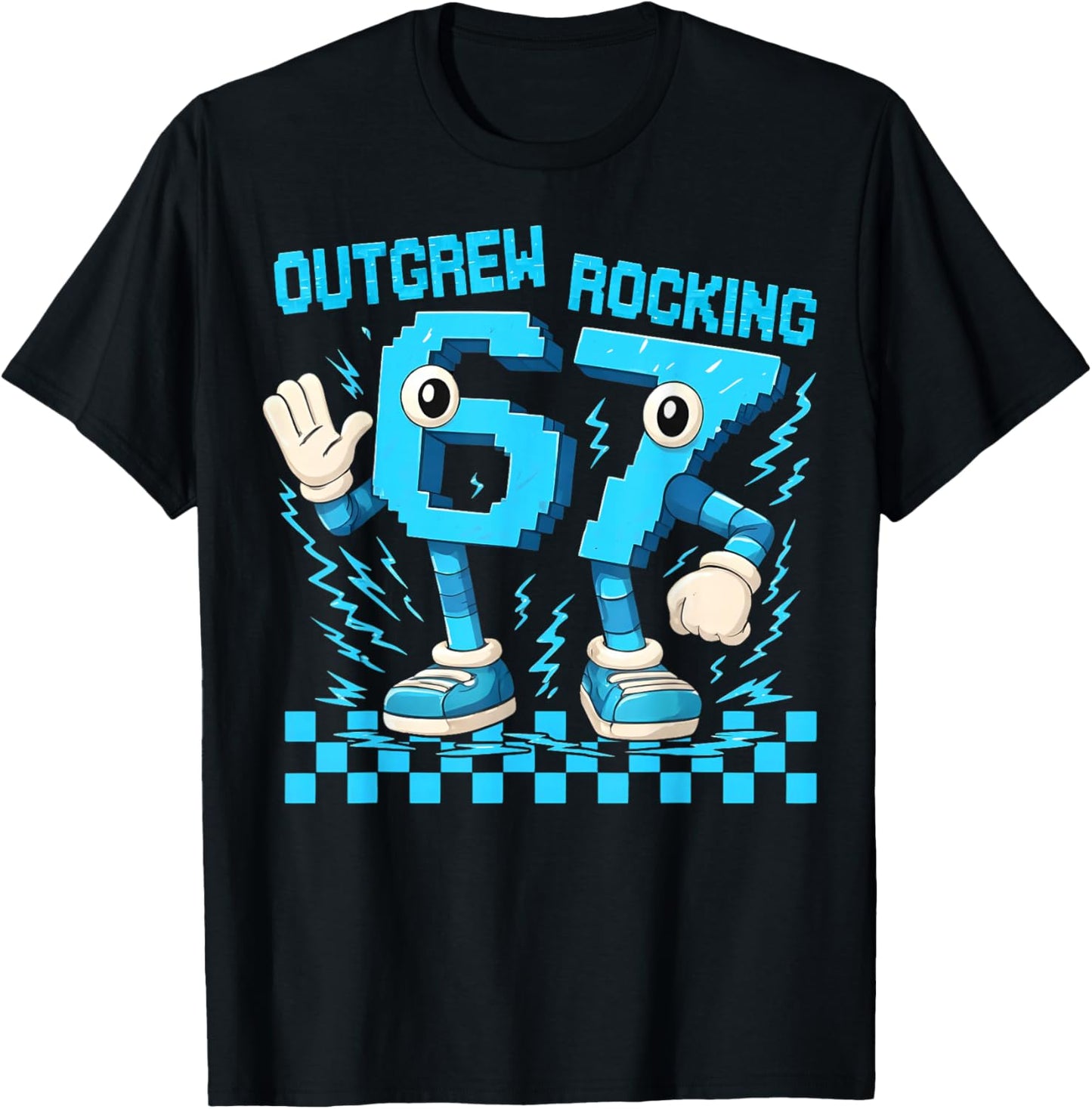 Funny Brainrot Outgrew 6 Rocking 7 Birthday Boy Gift Kid T-Shirt - T-Shirt | Black