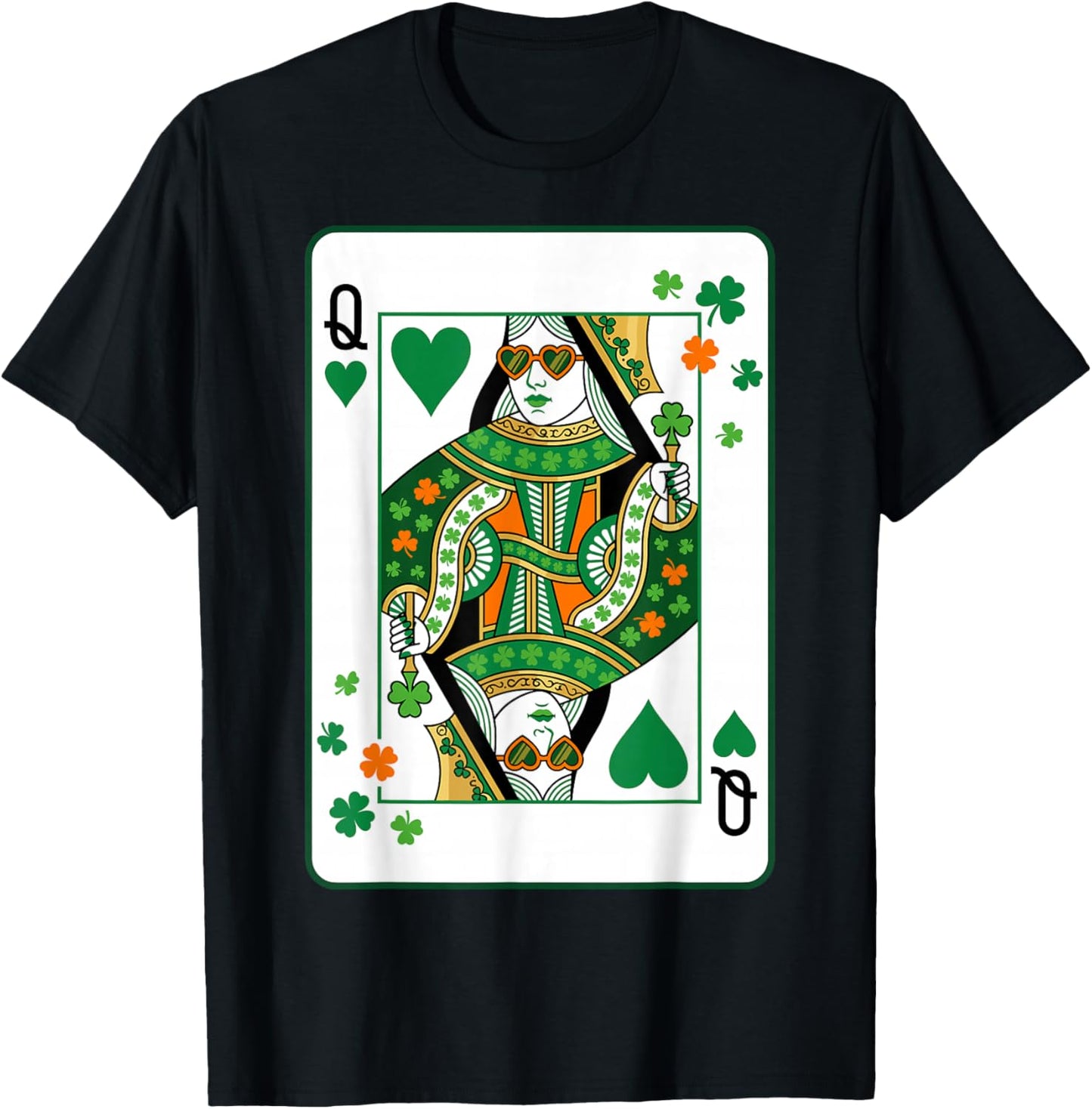 Queen of Hearts Classic Card Game Irish Saint Patrick's Day T-Shirt - T-Shirt | Black