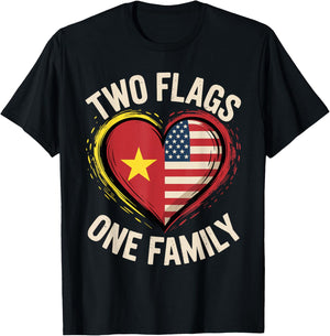 Vietnam USA Two Flags One Family American Vietnamese Roots T-Shirt - T-Shirt | Black