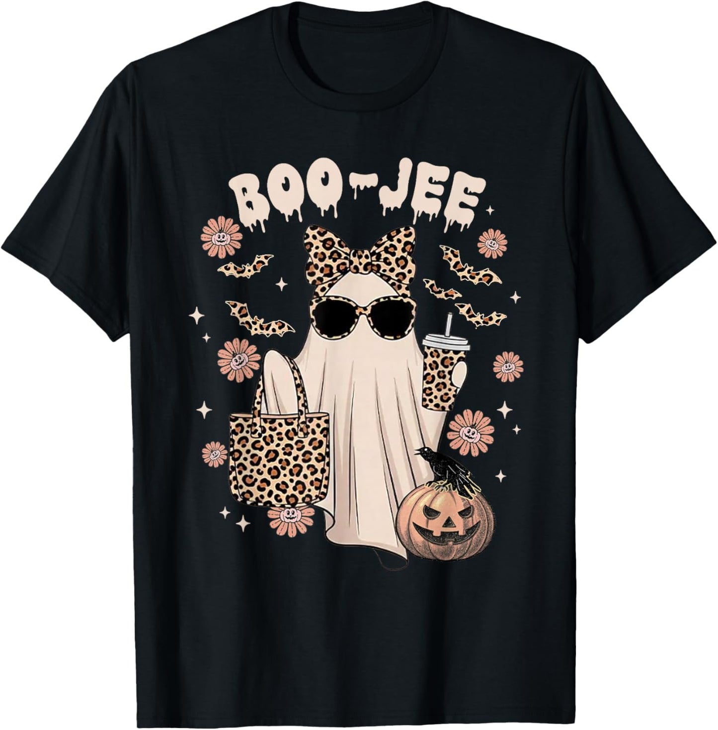 Boo JEE Ghost Shirt Spooky Vibes Halloween Boujee Women T-Shirt - T-Shirt | Black