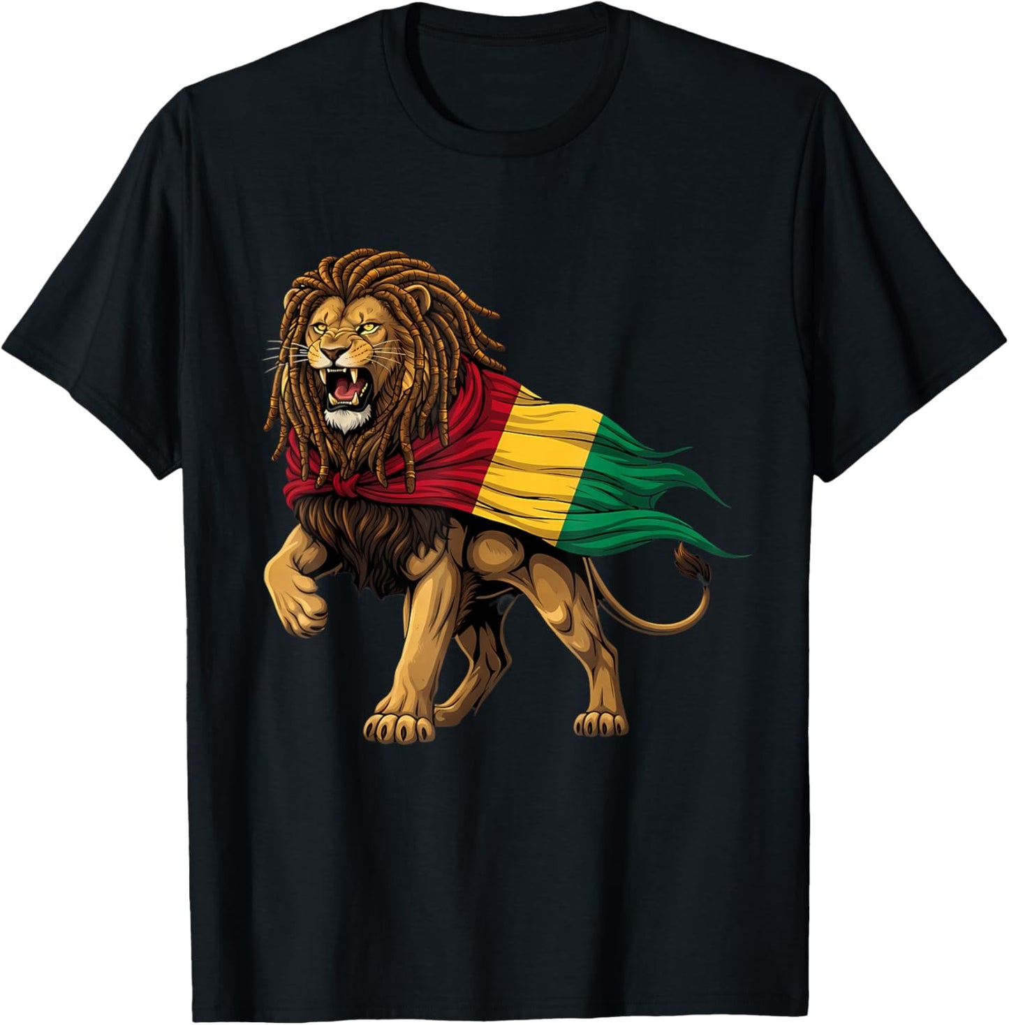 Jamaican Lion of Judah Rastafari Roots Rasta Reggae Music T-Shirt - T-Shirt | Black