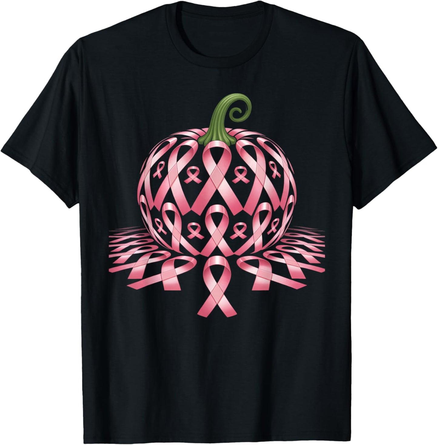 Halloween Pink Ribbon Pumpkin Breast Cancer Awareness T-Shirt - T-Shirt | Black