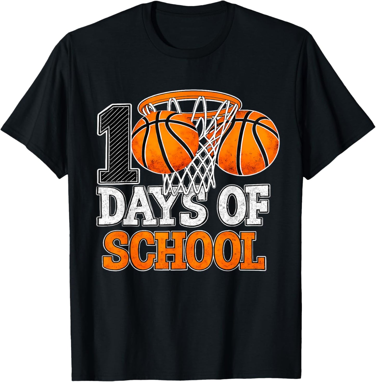 100 Days of School Basketball 100th Day Sport for Kids Boys T-Shirt - T-Shirt | Black