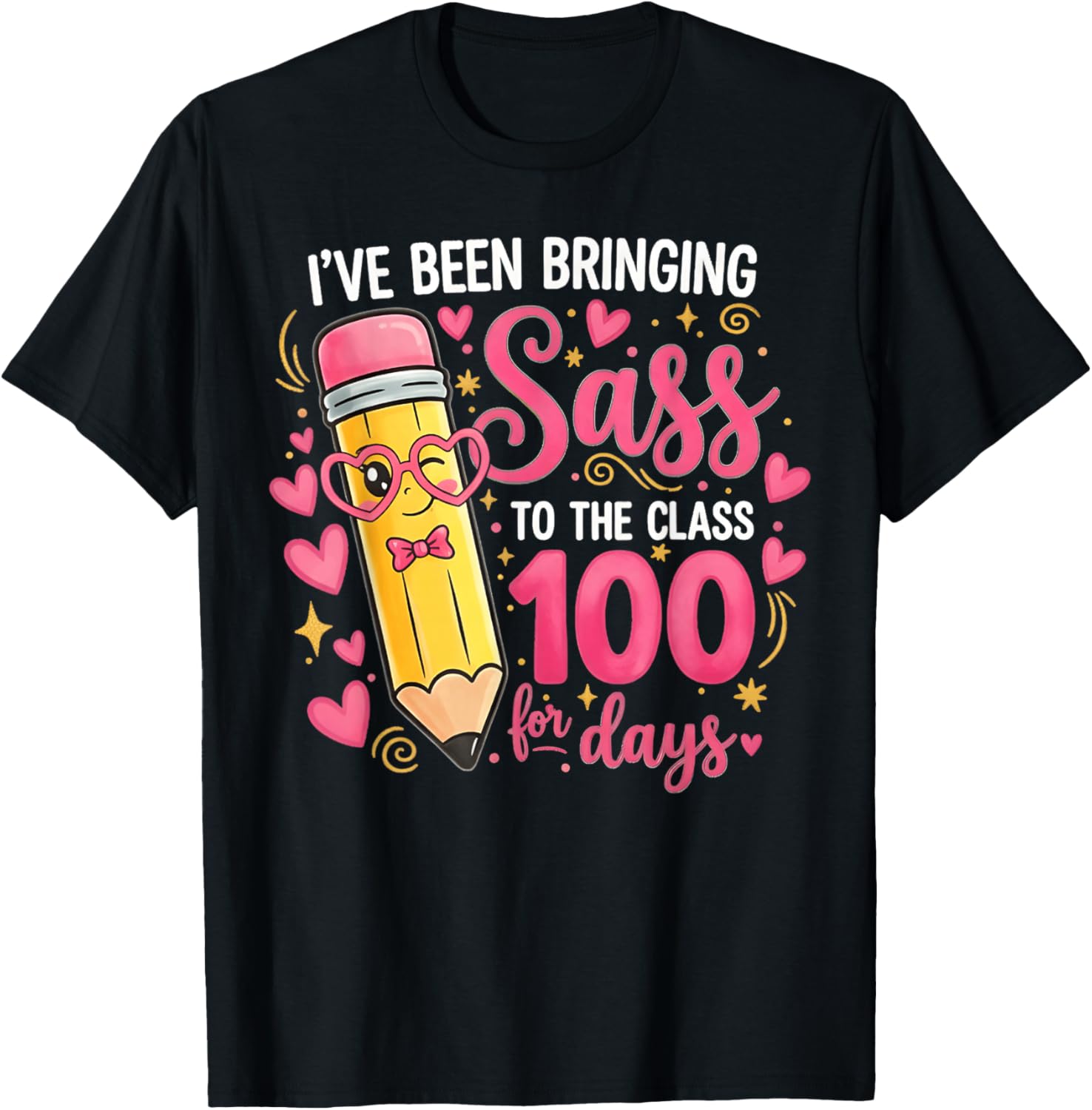 Bringing Sass to The Class for 100 Days of School Cute Bow T-Shirt - T-Shirt | Black