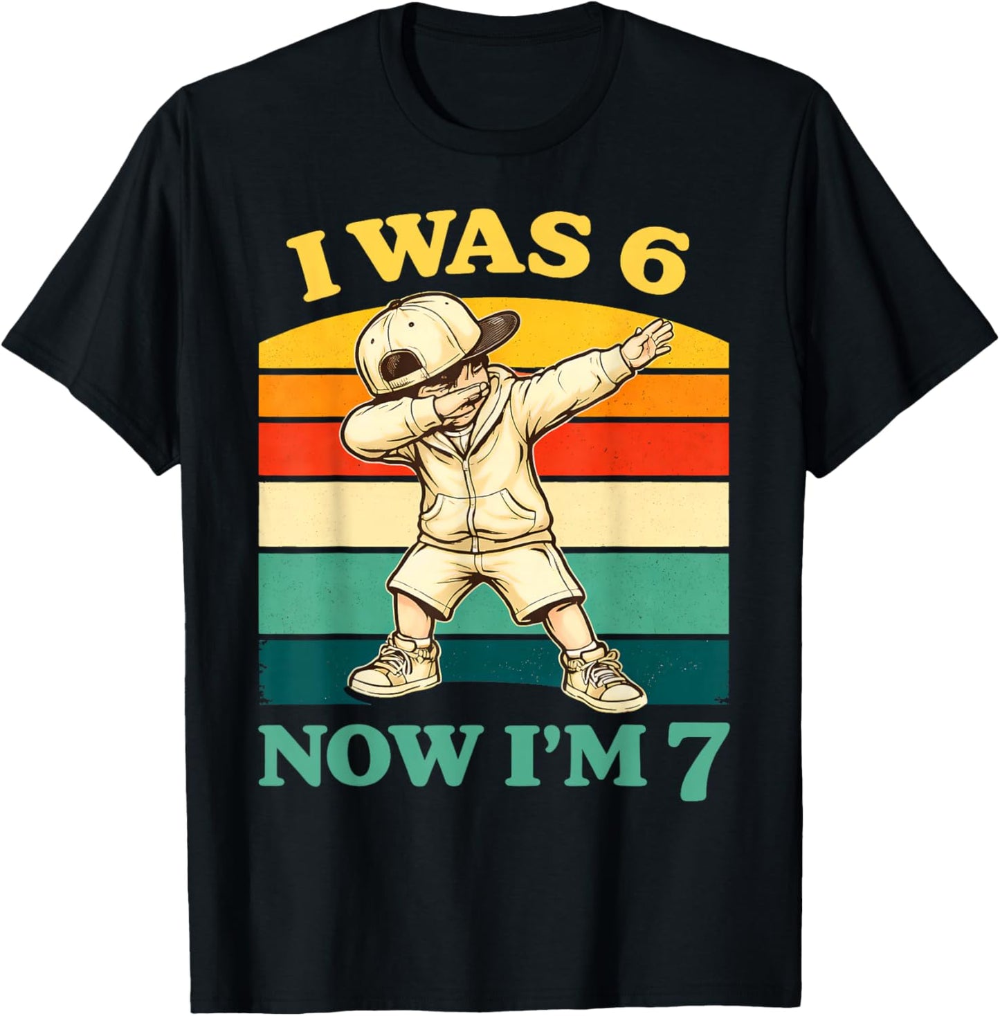 I was 6 Now I'm 7 Boys Kids 7th Birthday Gen Alpha Meme T-Shirt - T-Shirt | Black