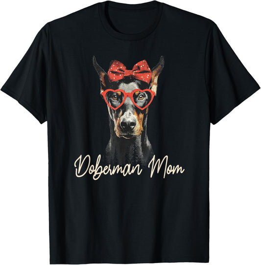Women's Doberman Dog Vintage Mothers Day for Mom Sister T-Shirt - T-Shirt | Black