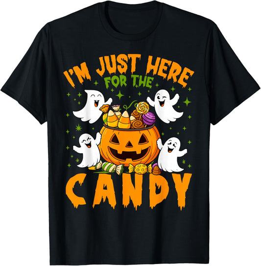 I'm Just Here for The Candy Funny Ghost Halloween Boys Girls T-Shirt - T-Shirt | Black