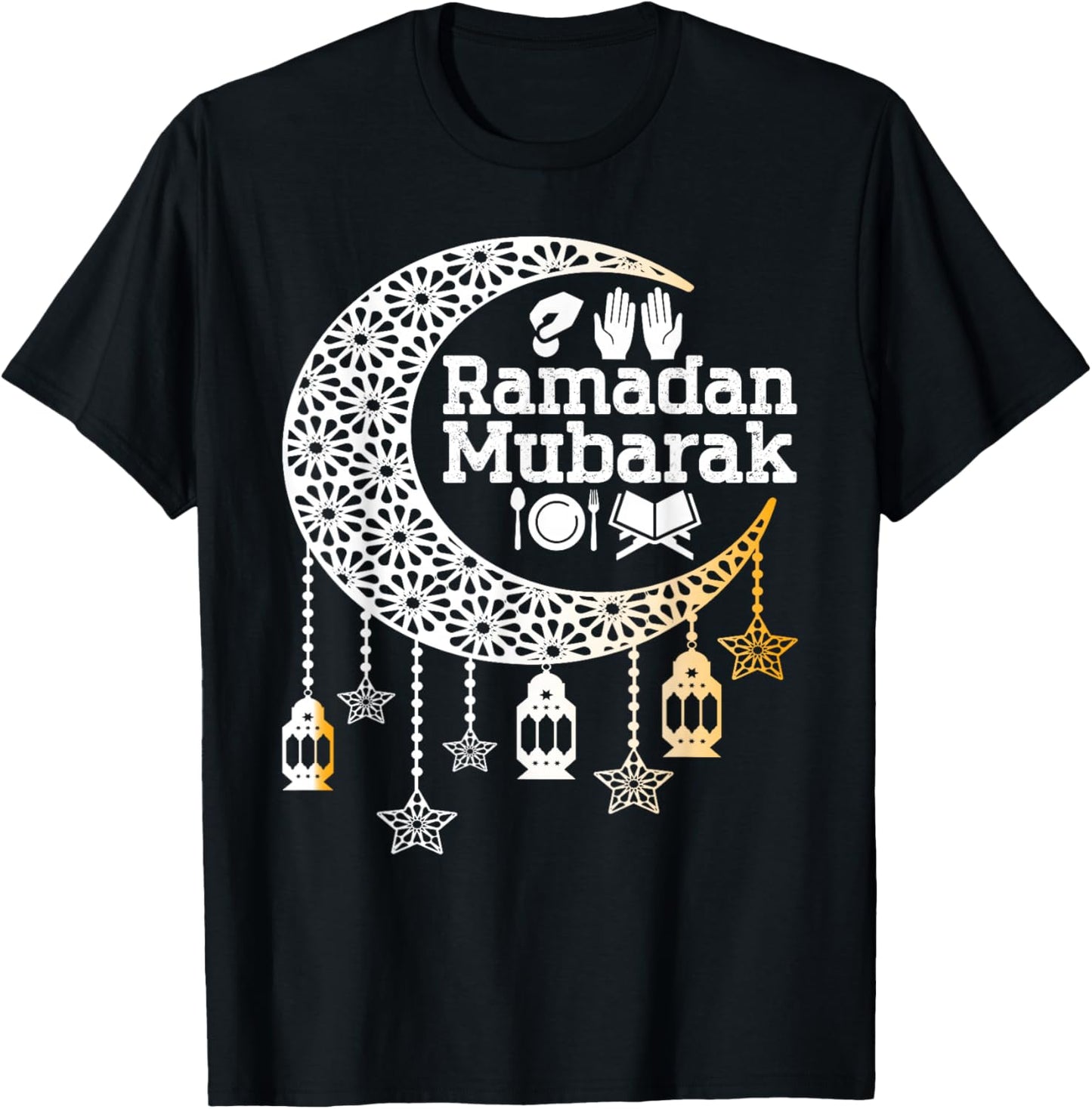 Happy Ramadan Mubarak Islamic Calligraphy Faith Family Funny T-Shirt - T-Shirt | Black