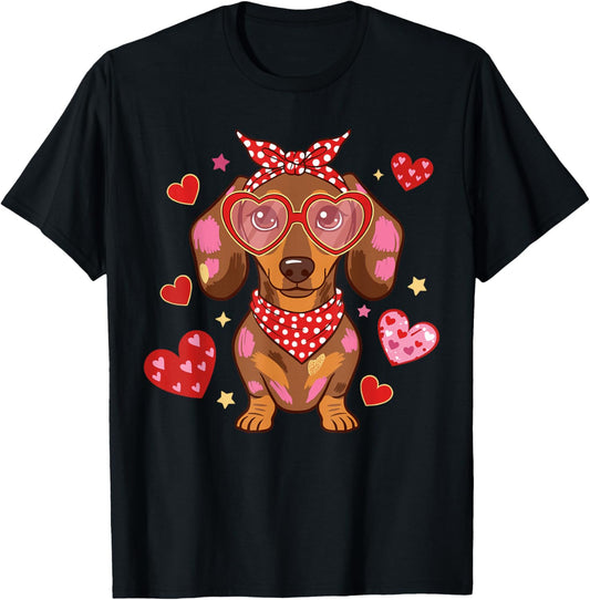 Dachshund Valentine Shirt Weiner Dog Valentines Day Women T-Shirt - T-Shirt | Black