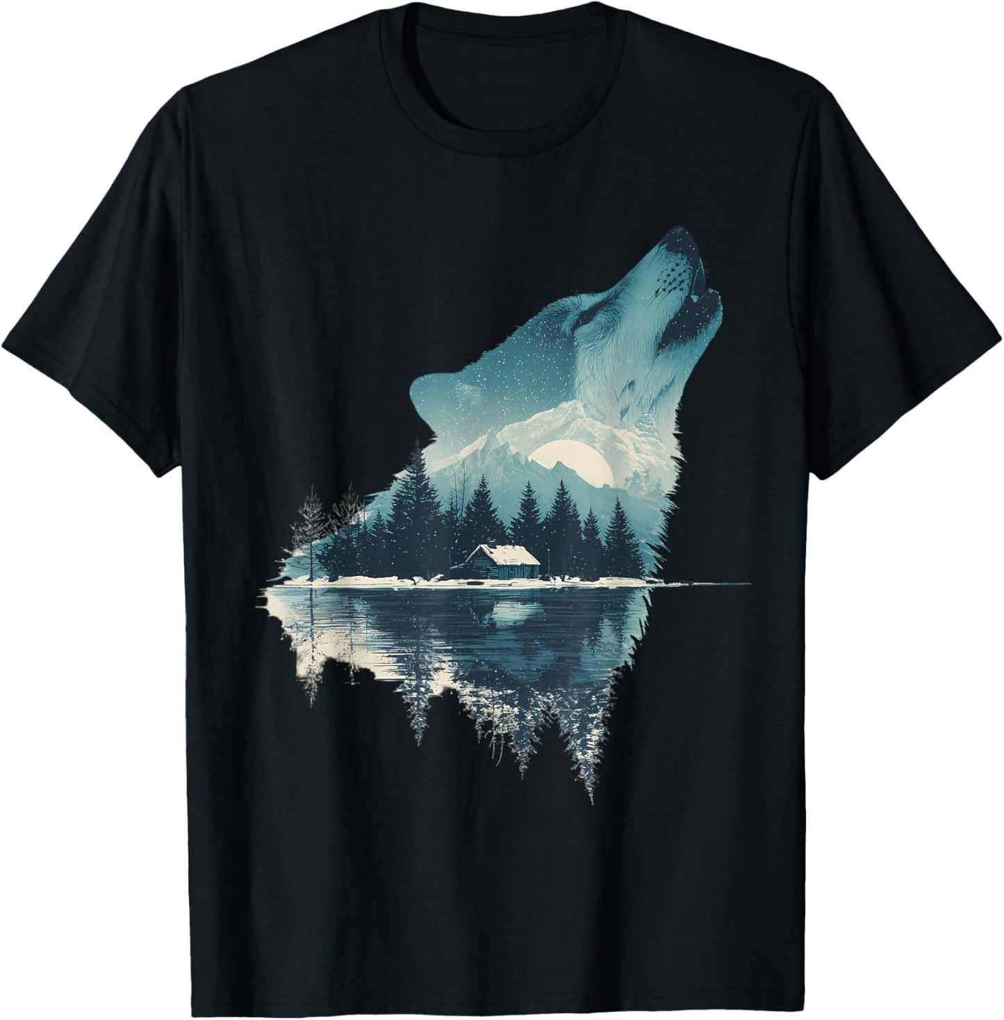 Wolf Animal Face Art Graphic Wildlife Colorful Wolf Lover T-Shirt - T-Shirt | Black