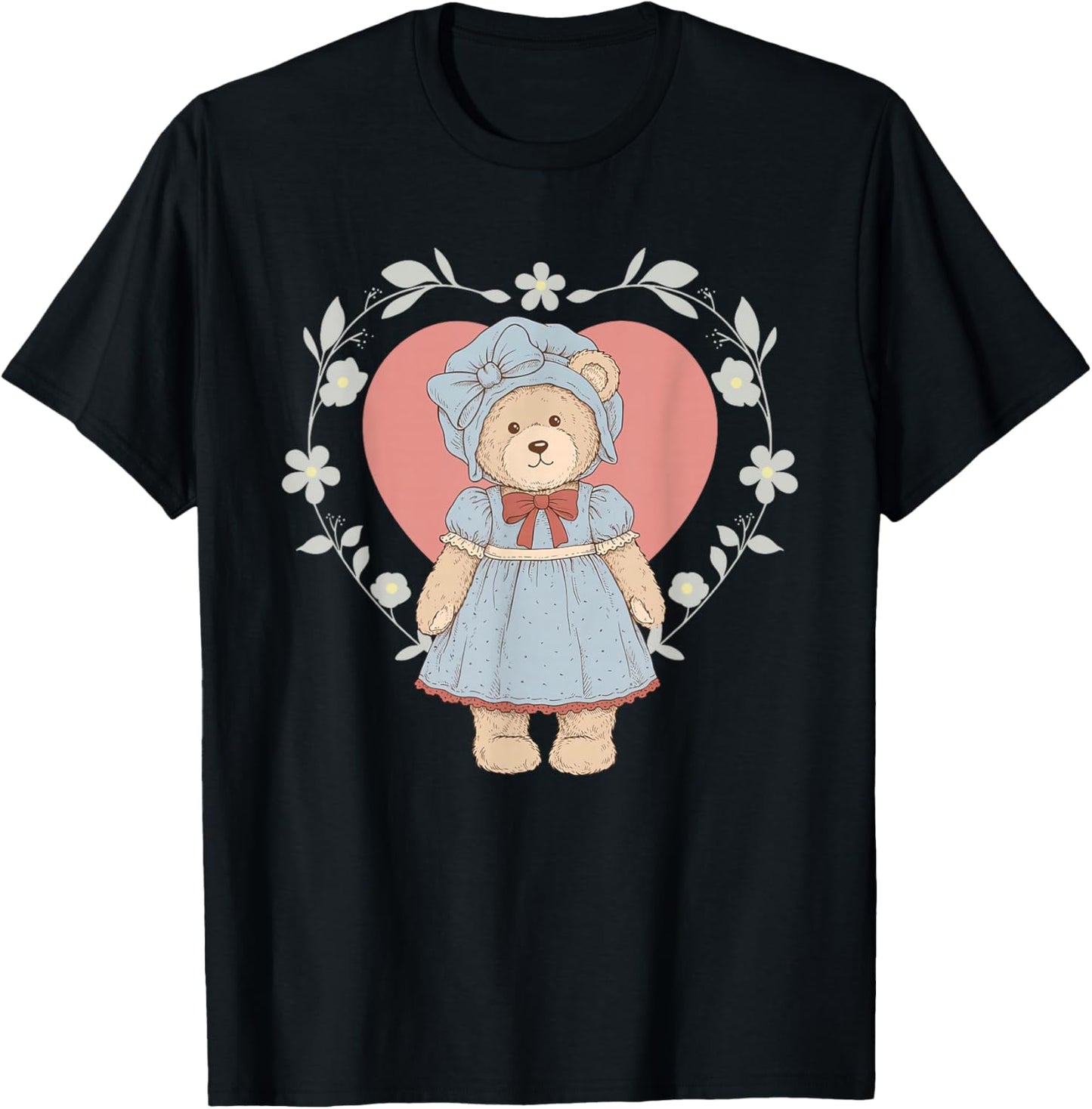 Retro Funny Preppy 90s Frame Teddy Bear Grandma Core Farmers T-Shirt - T-Shirt | Black