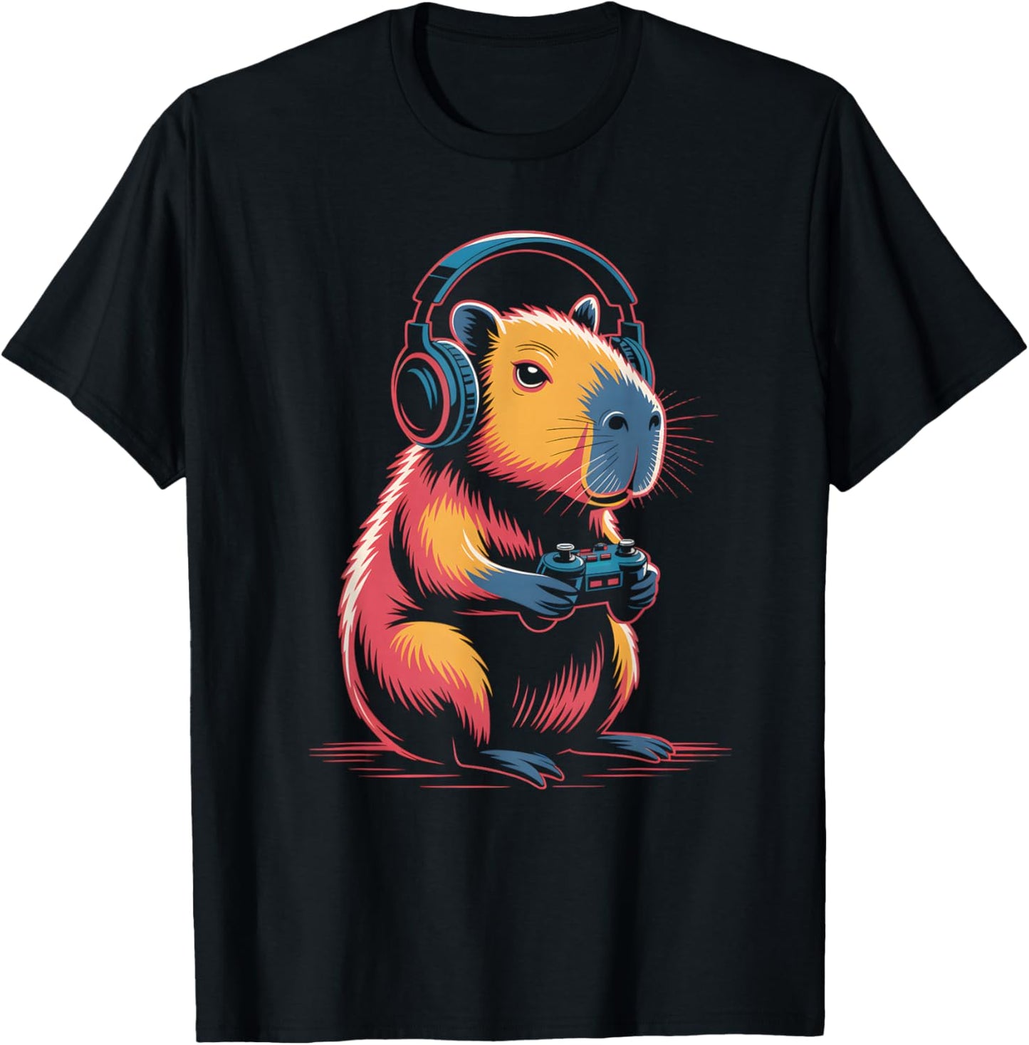 Capybara Gamer Graphic Funny Capybara T-Shirt - T-Shirt | Black