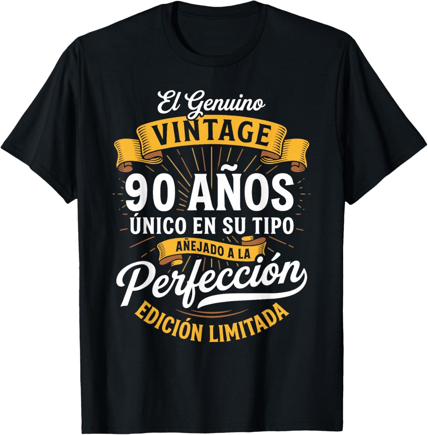 Vintage 90th Birthday Men Funny 90 Birthday Spanish T-Shirt - T-Shirt | Black