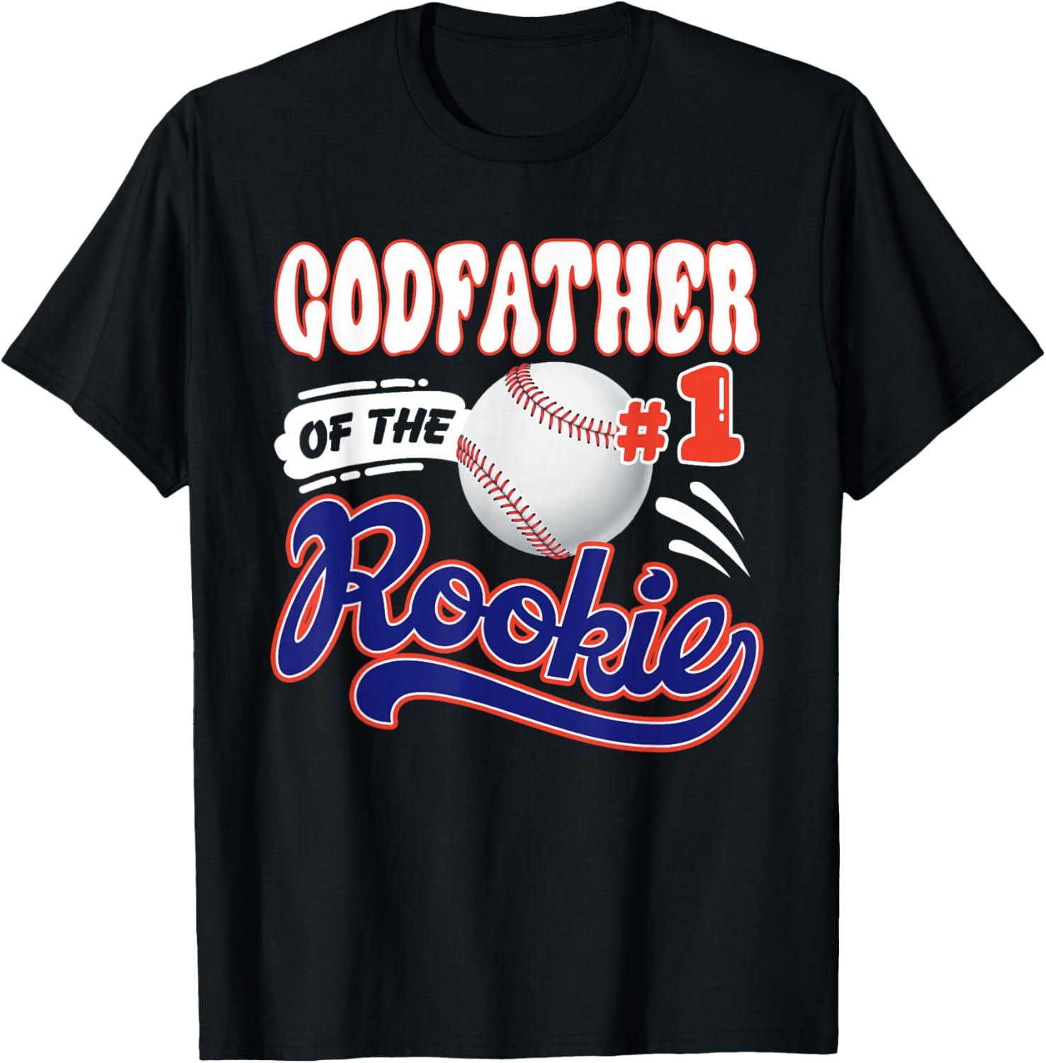 Godfather Rookie of Year 1st Birthday Baseball Theme T-Shirt - T-Shirt | Black
