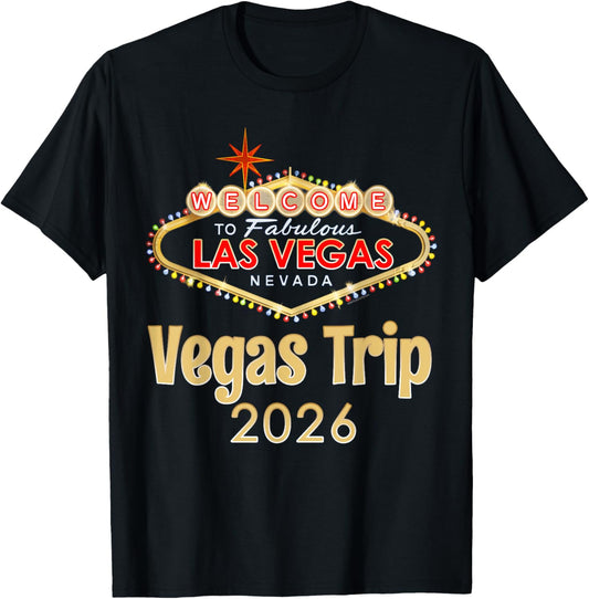 Welcome to Fabulous Las Vegas Nevada Retro Vegas Trip 2026 T-Shirt - T-Shirt | Black
