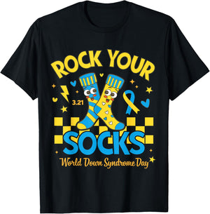 Rock Your Socks World Down Syndrome Awareness Day March 21 T-Shirt - T-Shirt | Black