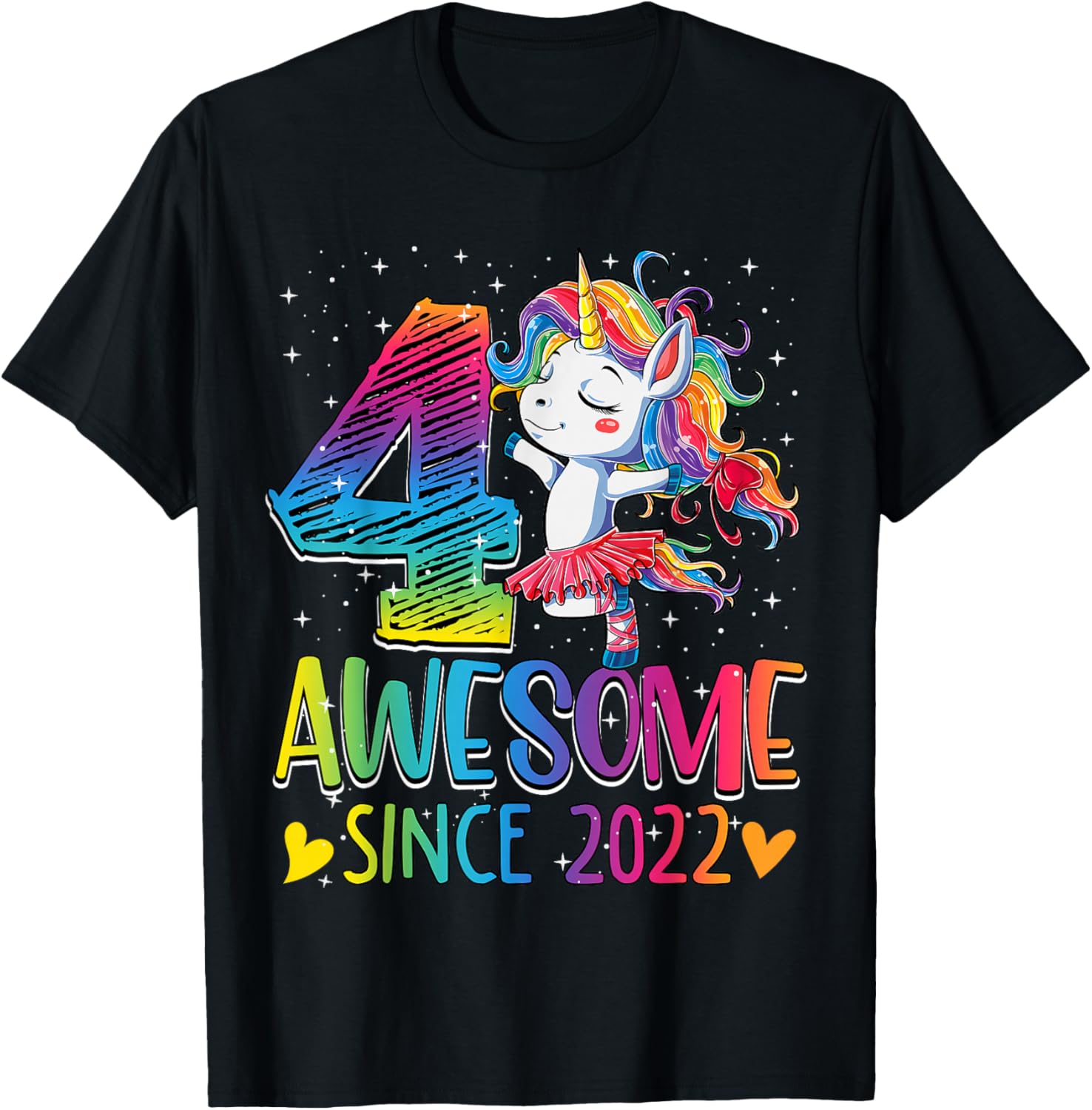 4th Birthday Unicorn Outfit for 4 Year Old Girls Since 2022 T-Shirt - T-Shirt | Black