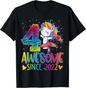 4th Birthday Unicorn Outfit for 4 Year Old Girls Since 2022 T-Shirt - T-Shirt | Black