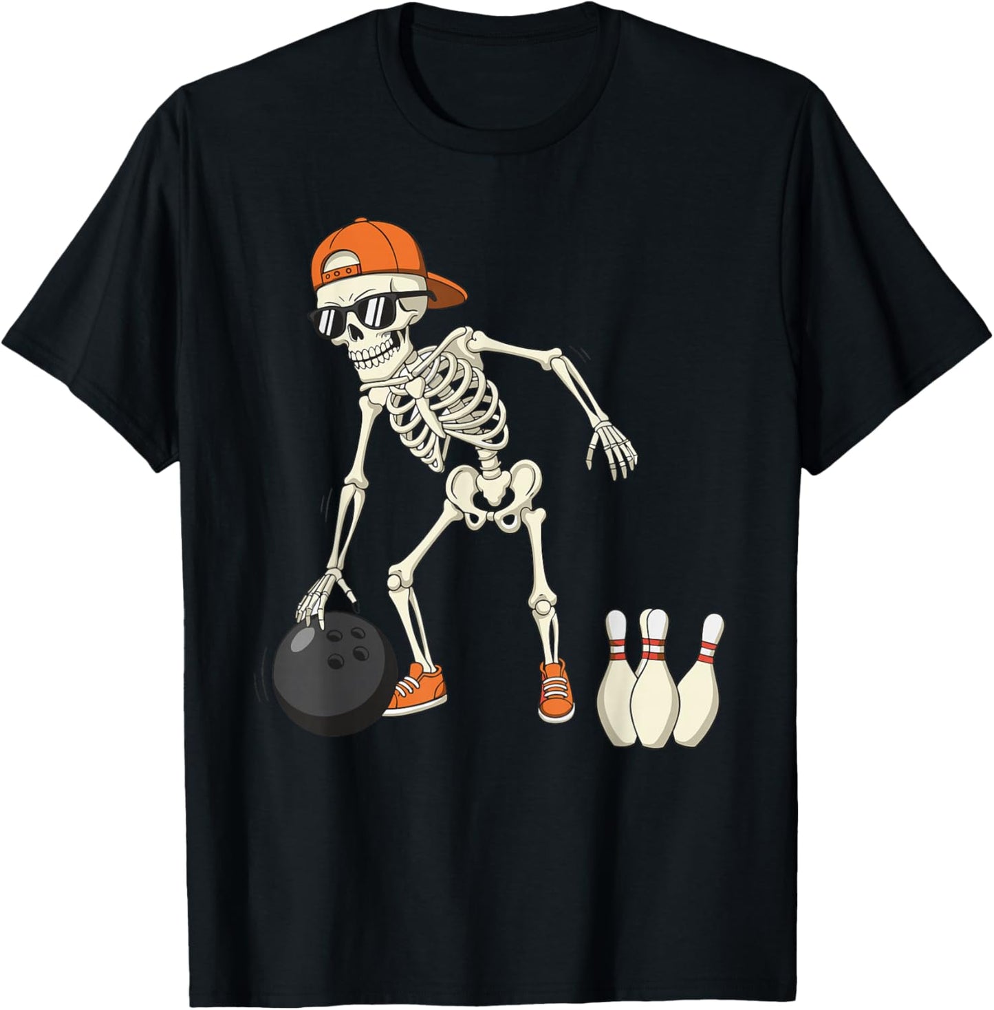 Halloween Skeleton Funny Bowling Lovers for Teens Boys Men T-Shirt - T-Shirt | Black