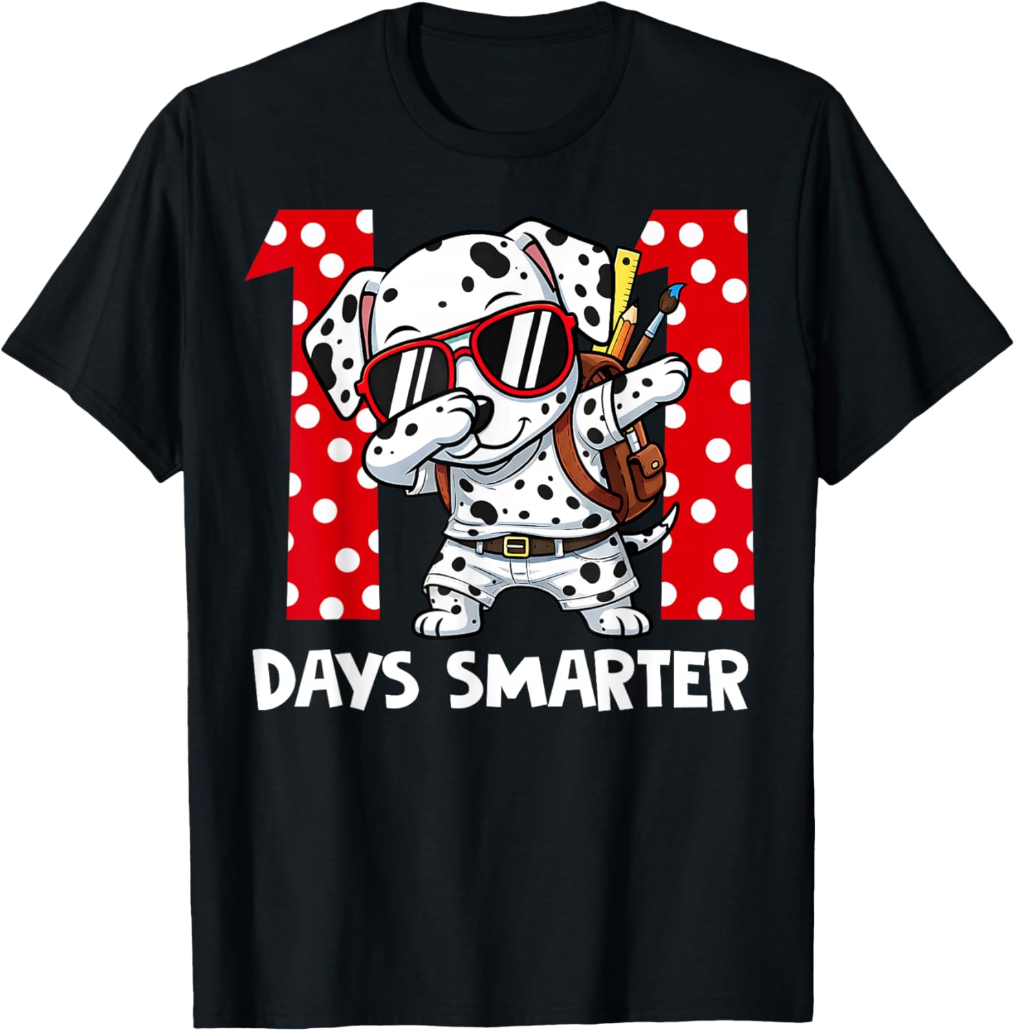 100 Days Smarter Cute Dalmatian Dog 100th Day of School Kids T-Shirt - T-Shirt | Black