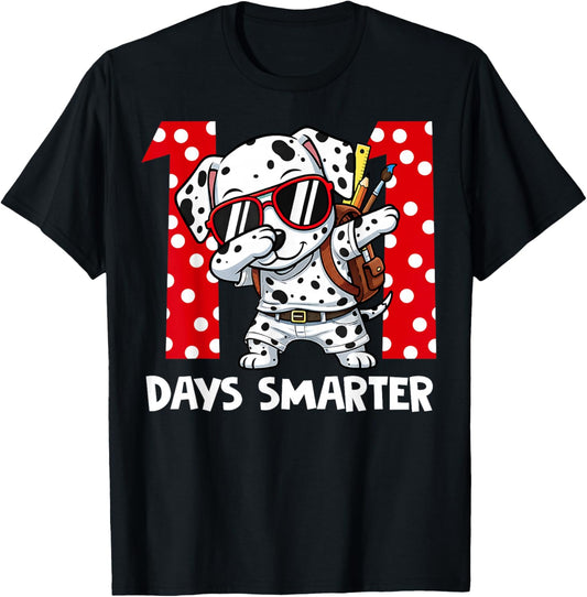 100 Days Smarter Cute Dalmatian Dog 100th Day of School Kids T-Shirt - T-Shirt | Black