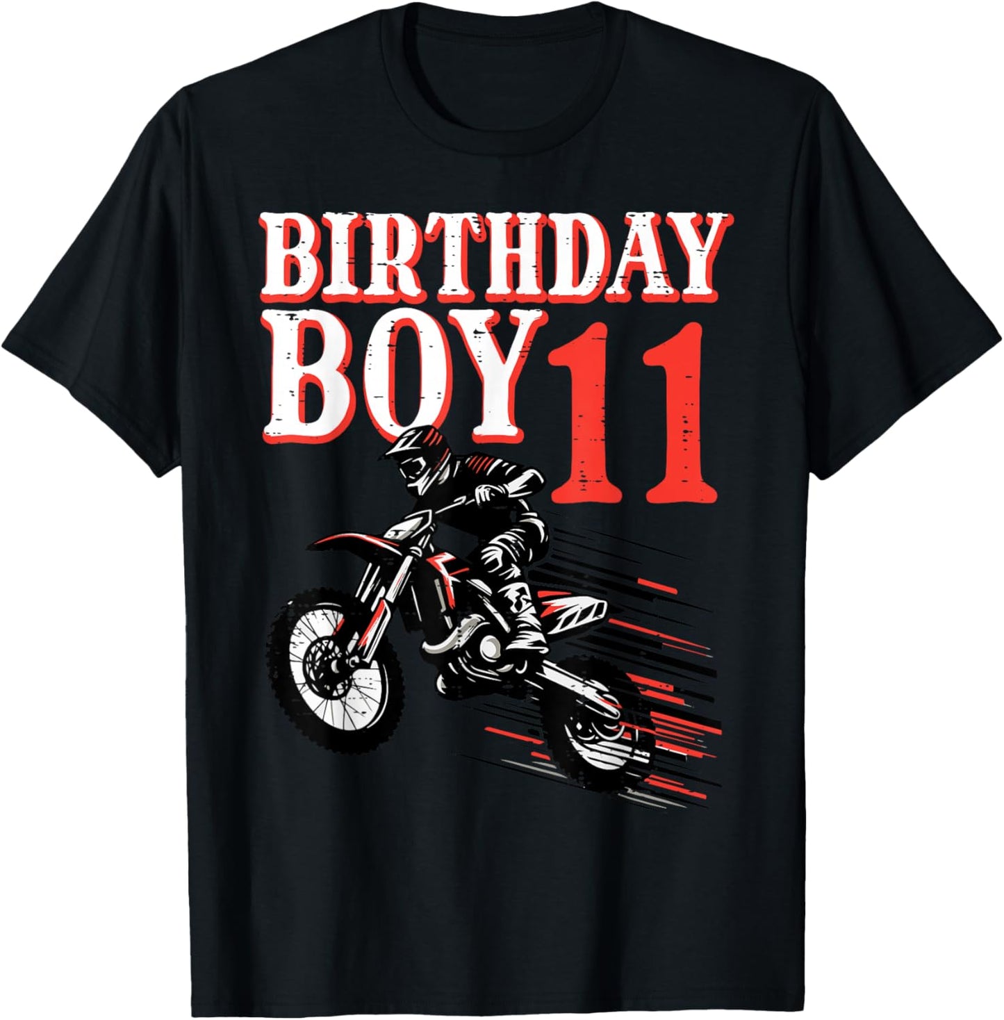 Birthday Boy 11 Motorcycle 11th Bday Biker Rider Boys Kids T-Shirt - T-Shirt | Black